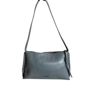 The Sak Mariposa leather mini shoulder bag gray whipstitch trim purse